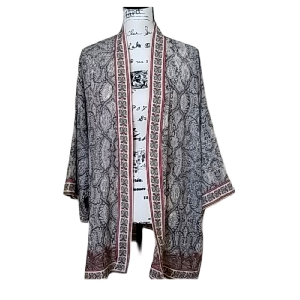 Max Studio Paisley Print Open Front Kimono NWT Size M